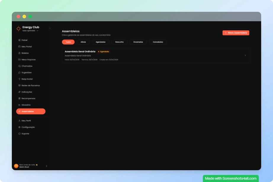 Página de assembleias