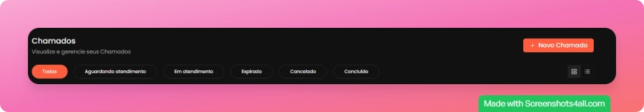 Botão de novo chamado