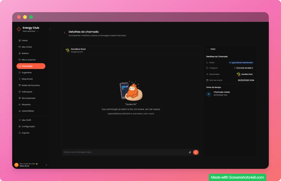 Detalhes de um chamado