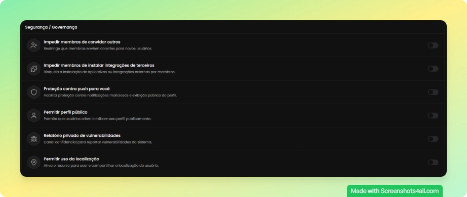 Categoria de segurança e governança
