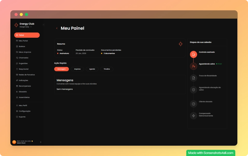Visão geral do Dashboard