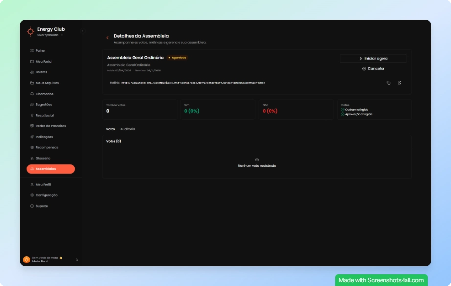 Detalhes da assembleia