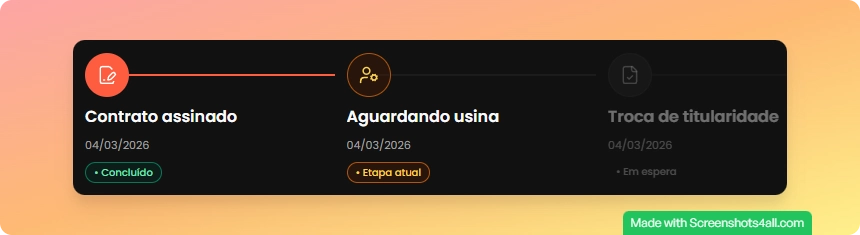 Seção de etapas de adesão