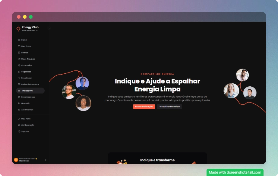 Página de indicações