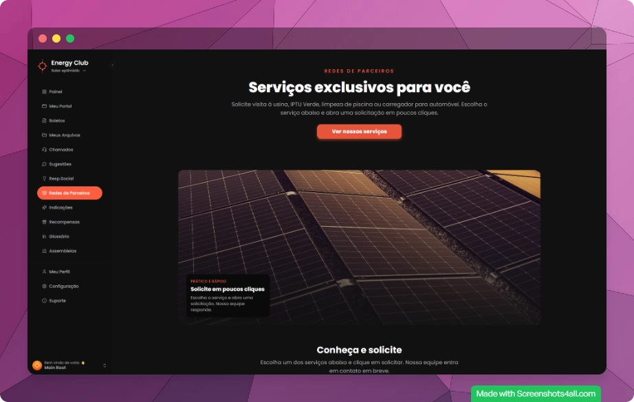 Página de redes de parceiros