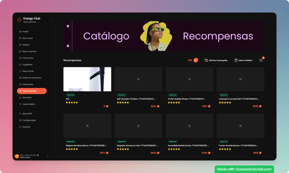 Catálogo de produtos da loja