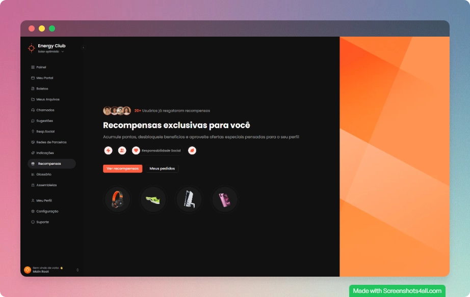 Página inicial de recompensas