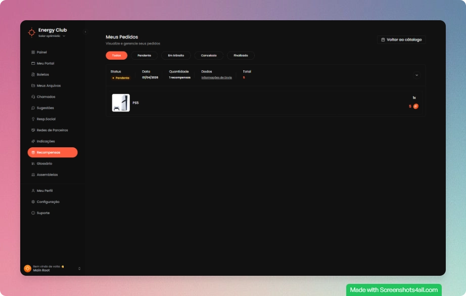 Histórico de pedidos