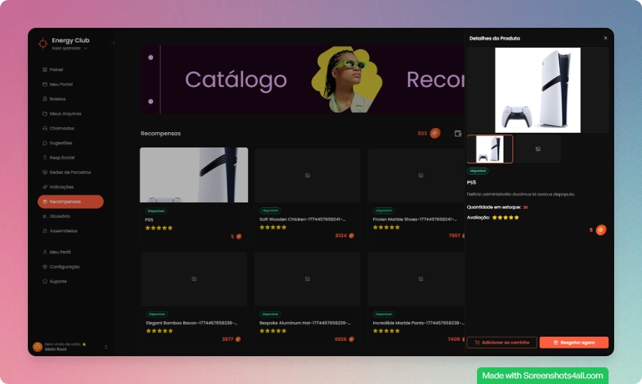 Página de detalhe do produto