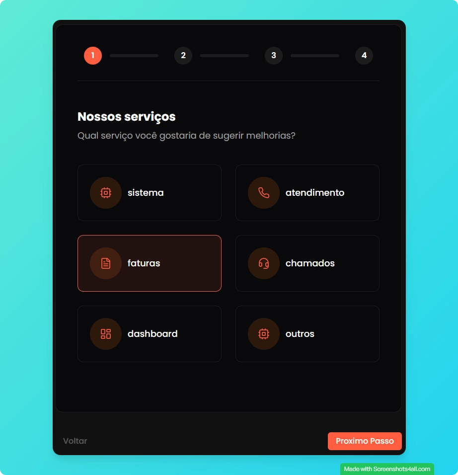 Seleção de categoria da sugestão