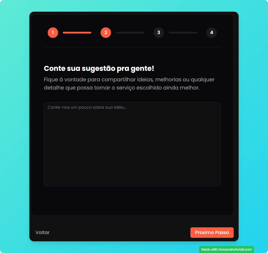 Campo de texto da sugestão