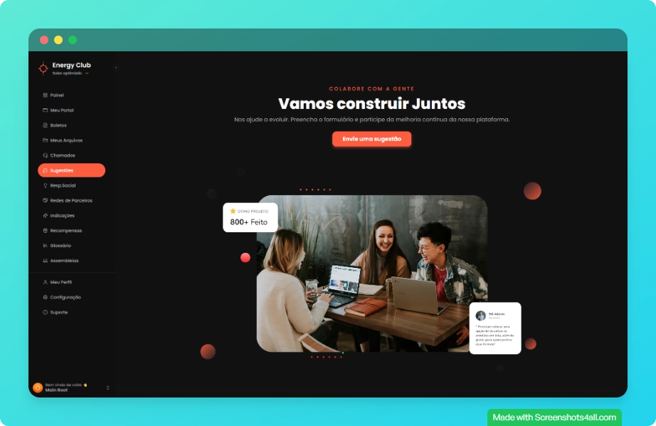 Página de sugestões